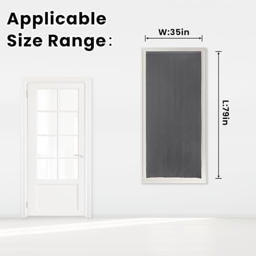 Magic Tape Stick On Curtains Window Shades Pull Down Blackout Window Cover Blackout Curtains for Bedroom No Drillng Self Adhesive Curtains No Rod Small Curtain (35"W x 79"L (Pack of 1) / Grey)