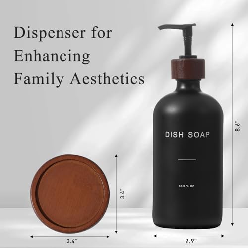 Glass Dish Soap Dispenser with Pump (Black D*1)