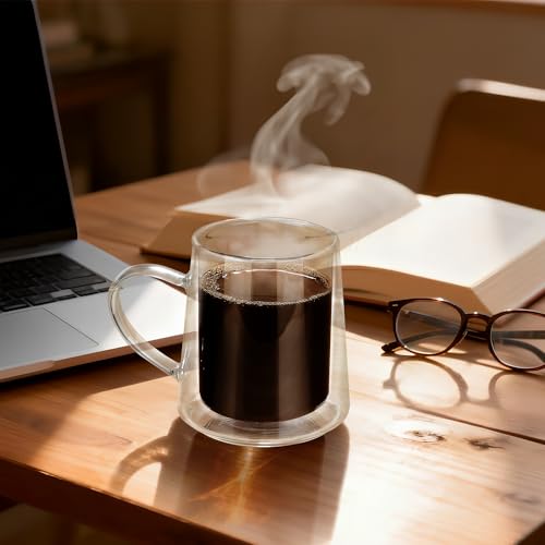 10.8oz Double Wall Glass Coffee Mugs (Clear mug-10.8oz)
