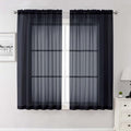 Black Sheer Curtains 63 Inch Length 2 Panels (Black / 59"W x 63"L (Pack of 2))