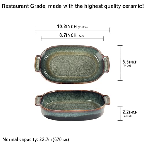 Porcelain Casserole Baking Dish (Oval 2 pieces / 8.7 x 5.5 Inch (22.7 oz))