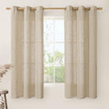 60 Inches Long Sheer Linen Curtains for Bedroom 2 Panels Set (34"W x 60"L (Pack of 2) / Brown)