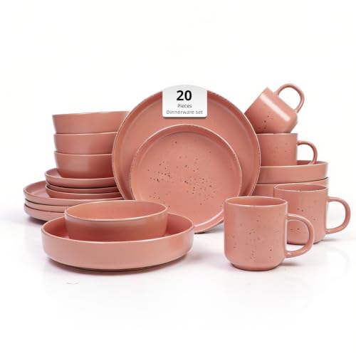 HomeVSS 20 Piece Dinnerware Set (Service for 4 - 20pc Set / Matte Rose)