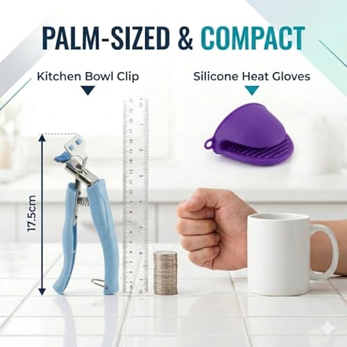 Anti Scald Plate Gripper and Thick Silicone Pinch Mitts Set (Purple)