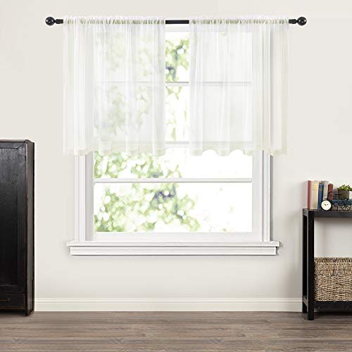 2 Panels Kitchen Tiers Half Window Sheer Curtains 29 X 24 Inch Ivory (Ivory / 29"W x 24"L (Pack of 2))