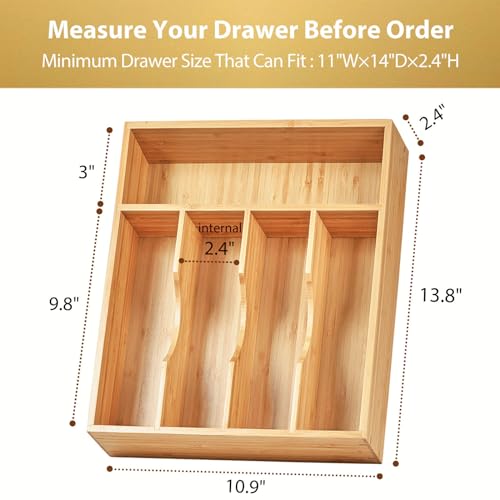 Bamboo Kitchen Drawer Organizer (11 x 14 inch (5 Slots))