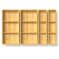 4 Packs Bamboo Drawer Organizer 2 pieces 12.6 * 6inches and 2 pieces 12.6 * 3.2inches (4 pieces 12.5X3.1)