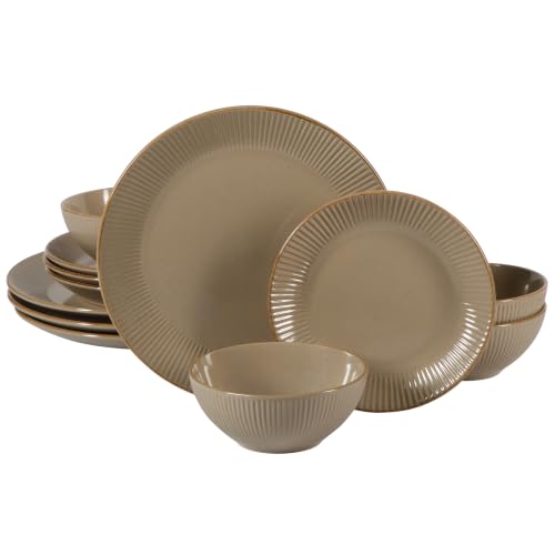 Plates and Bowls Set (Service for 4 (12pcs) / Beige (Desert Dusk))