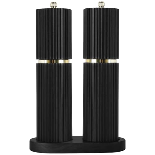 Wooden Salt and Pepper Grinder Set with Gold Accents (BLACK & BLACK)