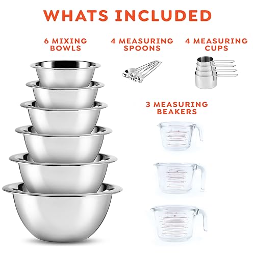 Mixing Bowls with Measuring Cups & Measuring Spoons 17 Piece Set (17 Piece Set)