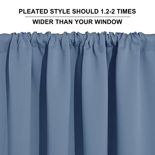 Short Blackout Curtains for Bedroom (Stone Blue / 34"W x 45"L (Pack of 2))
