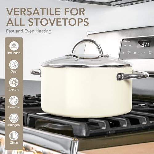 Stock Pot with Lid (Cream / 6 Quarts)