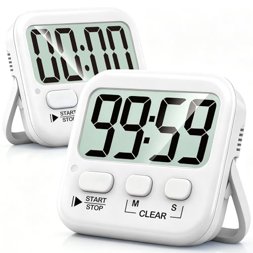 2 Pack Digital Timer for Kids Classroom Kitchen Timers for Cooking (Pure White *2)