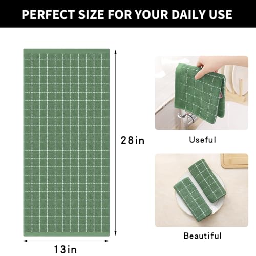 100% Cotton Terry Kitchen Towels (Grass Green / 13 X 28 - 12 Pack)