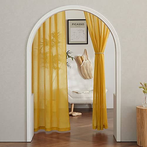 Citrine Linen Curtains 108 inches Long (52"W x 108"L (Pack of 2) / Citrine)