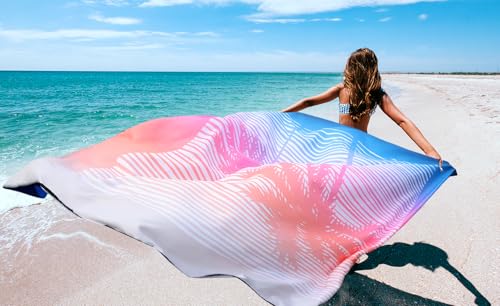 Beach Blanket Mat Waterproof Sandproof for 2 (Coconut Tree-sundown Color / 79" X 83"（1-4person）)
