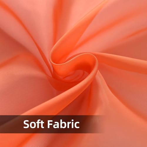 Solid Sheer Rod Pocket Curtain Voile Draperies 2 Panels White Beige Black Grey Coffee 52 Inch Width 72 Inch Long 1 Pair for Kitchen Bedroom Children Living Room Yard (Orange Red / 52"W x 72"L (Pack of 2))