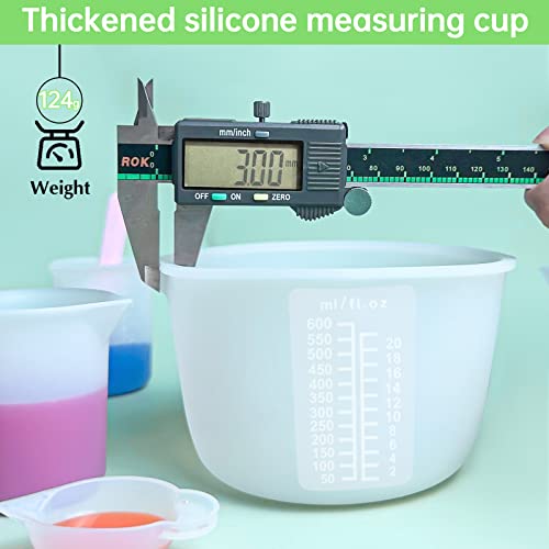 Silicone Measuring Cups 600ml for Resin (600ML+100ML+10ML)