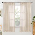 Burlap Linen Curtains 63 Inch 2 Panels Set (Natural / 52"W x 63"L (Pack of 2))