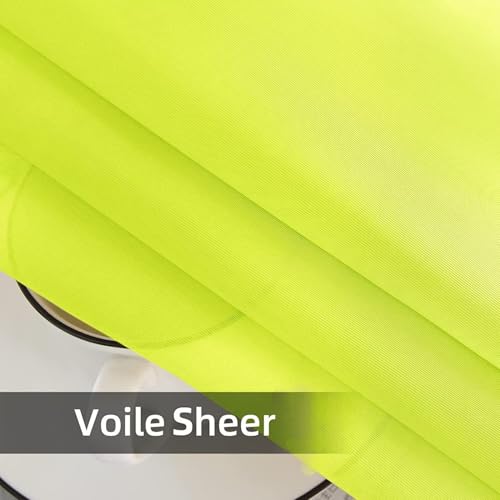 Solid Sheer Rod Pocket Curtain Voile Draperies 2 Panels White Beige Black Grey Ivory 52 Inch Width 72 Inch Long 1 Pair for Kitchen Bedroom Children Living Room Yard (Chartreuse / 52"W x 72"L (Pack of 2))