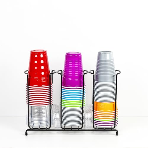 Wire Frame Cup and Lid Organizer 3 Compartment (Large)