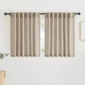 Linen Semi Sheer Kitchen Window Curtains Over Sink 36 inches Length (Khaki / 52"W x 36"L (Pack of 2))