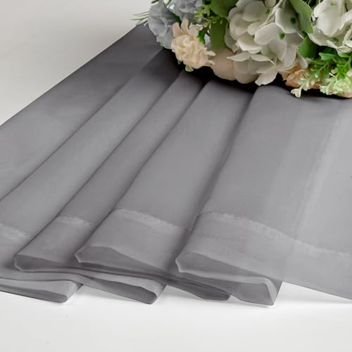 Sheer Window Curtains 72 inch Length 2 PCS (Charcoal Grey / 42"W x 72"L (Pack of 2))
