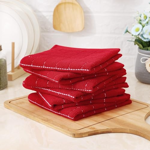 100% Cotton Terry Kitchen Towels (Red / 13 X 28 - 12 Pack)
