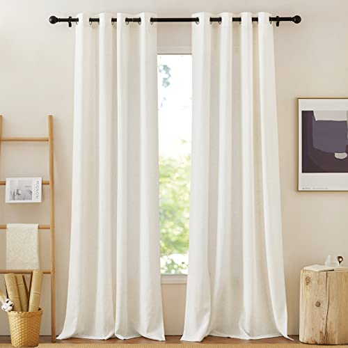 Linen Burlap Curtains Extra Long 120 inch (52"W x 120"L (Pack of 2) / Linen)