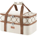 Insulated Double Decker Casserole Carrier (Beige / 15.7 x 11.4 x 8.3inch)