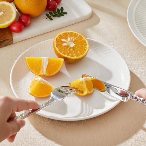 60 Pcs Hammered Silverware Set for 12 (Silver / 60-Piece)