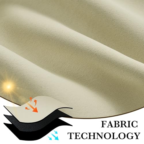 100% Blackout Short Curtains for Small Window (100% Blackout - Beige / 29"W x 45"L (Pack of 2))