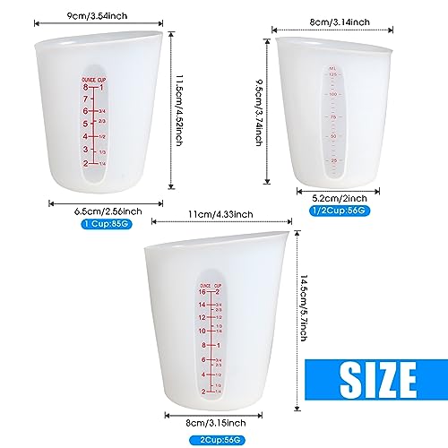 Food Grade Silicone Measuring Cups for Chocolate Melting 2 Cup + 1 Cup (2 PCS)
