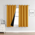100% Blackout Curtains for Bedroom 63 Inches Long 2 Panels Set (52"W x 63"L (Pack of 2) / Mustard Yellow)