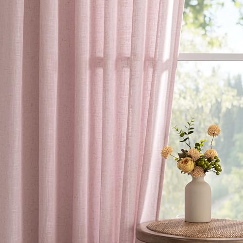 Extra Long Country Curtains for Sliding Glass Door Windows (50"W x 108"L (Pack of 2) / Light Pink)