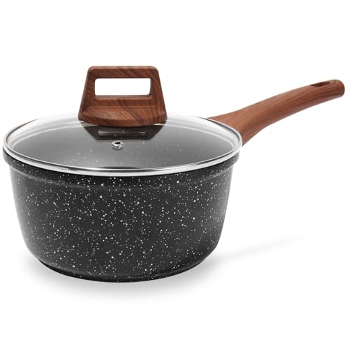 Nonstick Sauce Pan with Lid (1.5 Quarts / Black)