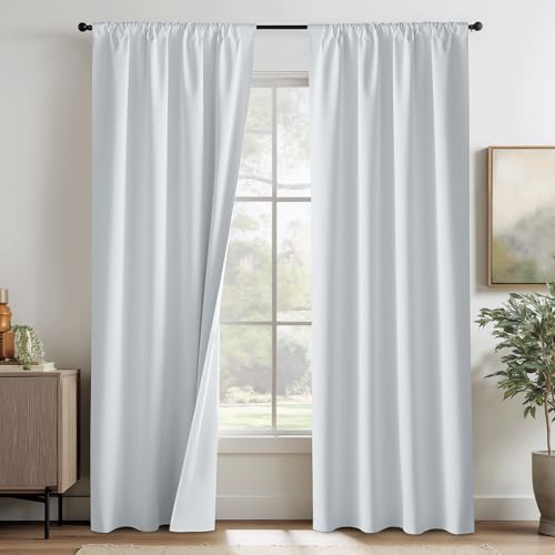 White 100% Blackout Curtains for Bedroom Living Room (100% Blackout - White / 34"W x 80"L (Pack of 2))