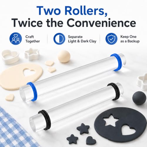 Clay Rolling Pin Thickness Rings (Clear)