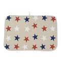 4th of July Dish Drying Mat 18 x 24 inch Independence Day Blue Red White Stars Patriotic Decorative Drying Mats Microfiber Absorbent Dish Washable Draining Mat for Kitchen Counter Decor (24" x 18" / Blue Red White Stars)