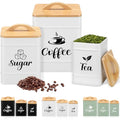 3 Set Coffee Tea Sugar Containers Kitchen Canisters (Cream)