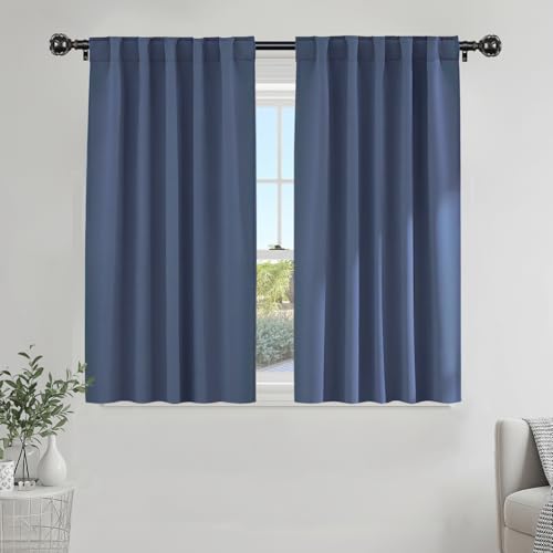 Blue Room Darkening Curtains 45 inch Length (Blue Haze / 42"W x 45"L (Pack of 2))