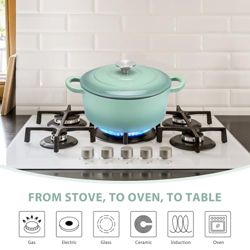 3 Qt Enameled Cast Iron Dutch Oven with Lid (3 QT-Round / Sage Green)