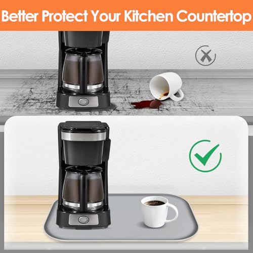 Silicone Coffee Maker Mat with Lip for Countertops (Grey / 17.4'' x 10.6'')