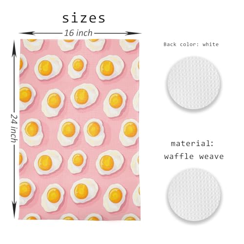 Trendy Pink Fried Eggs Kitchen Towels (Trendy Pink Fried Eggs)