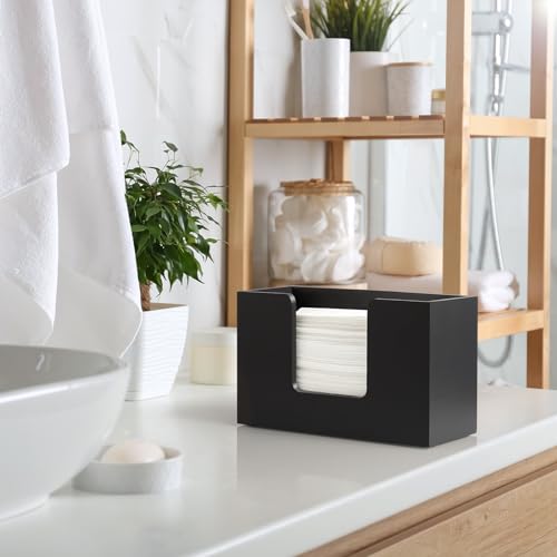 Wooden Paper Towel Dispenser Countertop (11.02" x 4.65" x 6.57" / 1 Pack-black)