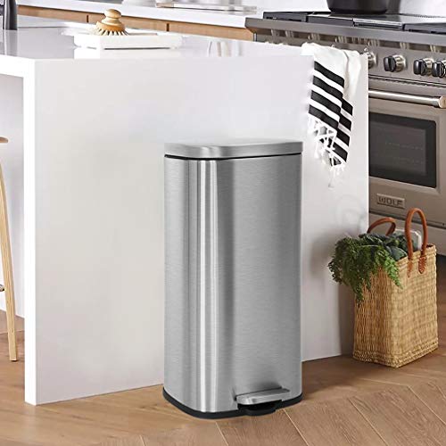 8 Gallon Trash Can with Lid (Stainless Steel / 8G)