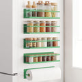 Magnetic Spice Rack For Refrigerator Magnetic Fridge Shelf For Kitchen Spice Organizer Magnetic Shelf For Fridge Space Saving Green 4 Pack With Magnetic Paper Towel Holder (4 Pack / Green)