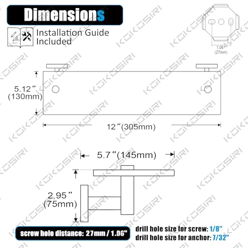 Wall Shelves Bathroom Hardware Glass Floating Shelf 12 (Champagne Bronze / 12-Inch)