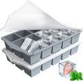 Silicone Ice Cube Tray with Lid (Gray)