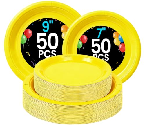 Yellow Paper Plates (Yellow / 100 Count (50-9" & 50-7"))